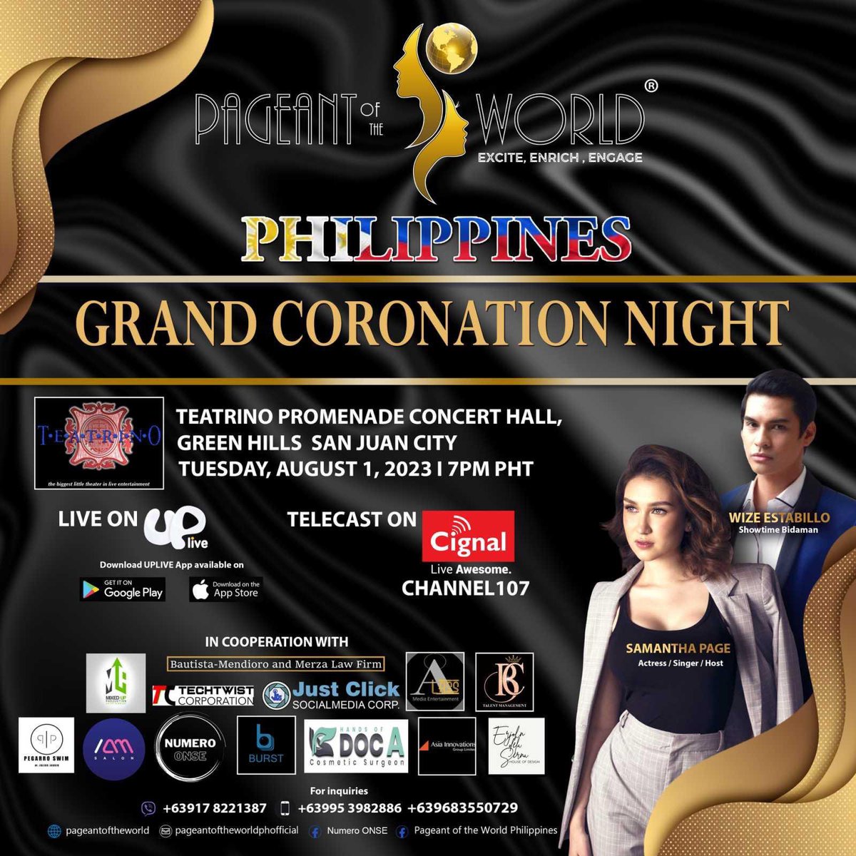 wize_estabillo's tweet photo. See you all tomorrow night, August 1, 7PM at Teatrino Promenade Concert Hall for the Grand Coronation Night of Pageant Of The World Philippines 2023. #Pageant #PageantOfTheWorld #PageantOfTheWorldPh https://t.co/fELFB2VGUu