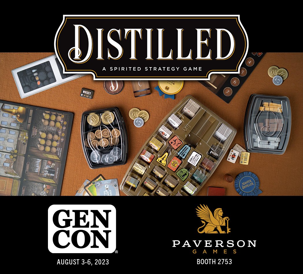 paverson's tweet photo. Grab your deluxe copy of @distilled_game, complete w/ @GameTrayz! @paverson Games will be at the @Gen_Con this week at Booth 2753 πππ² #gametrayz #GENCON #distilled #distilledgame #luthier #paversongames #scotch #whisky #bourbon #boardgaming #boardgames #bgg #boardgamegeek https://t.co/uPpsdlMSuq