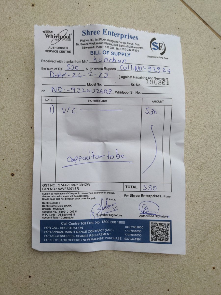 ImShaantanuG's tweet photo. @whirlpool_india @WhirlpoolCare @jagograhakjago https://t.co/1o2JtLZ87m
