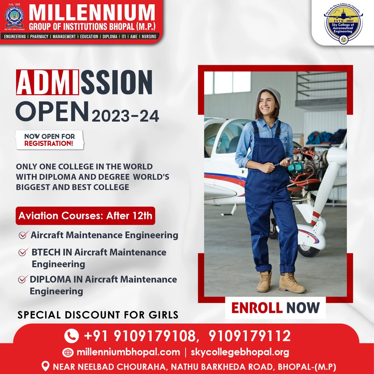 Reach New Heights in Aviation: Admission Open for Aircraft Maintenance Engineering Programs at Millennium Group Of Institutions! 🛩️✈️ #AircraftMaintenanceEngineering #AviationEducation #MillenniumGroupOfInstitutions #ApplyNow
#AircraftMaintenanceEngineering
#AviationEducation