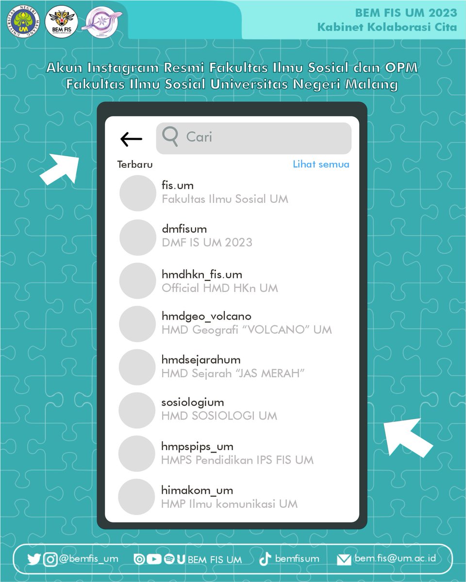 BEMFIS_UM's tweet photo. Bagi maba FIS UM 2023, untuk membantu kalian bergabung dan mengenal mengenai FIS bisa menyimak informasi mengenai tata cara registrasi akademik dan bergabung di grup resmi CAMABA FIS UM 2023
Narahubung:
CP 1: 0819-3392-2641 (Bagas Abilakso)
CP 2: 0812-7974-0985 (Ridho Mahbudin) https://t.co/wRWZjOkyG6