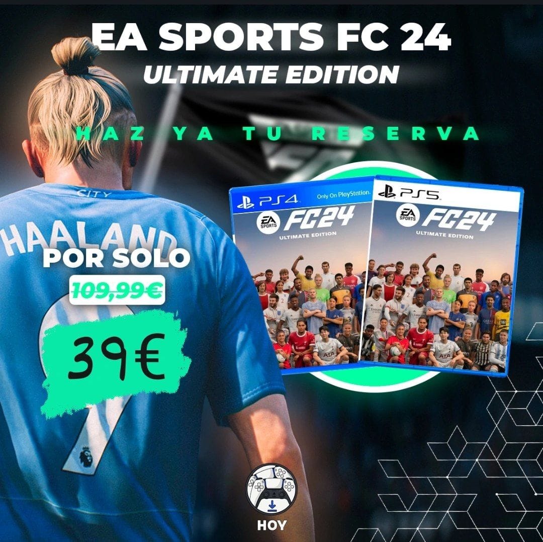 ¡ÚLTIMA OPORTUNIDAD PARA RESERVAR EA SPORTS FC 24 (FIFA 24)! ⚽
¡ULTIMATE EDITION! 😍 PS4 o PS5 🎮
Precio final: 39€ ⭐

Precios EXCLUSIVOS para quien haga su reserva antes de las 0:00.... ¡Después subirán!
¡Vuelan! 🕊

En Castellano 🇪🇸
Oficial y con garantía ✅
Incluye 7 días