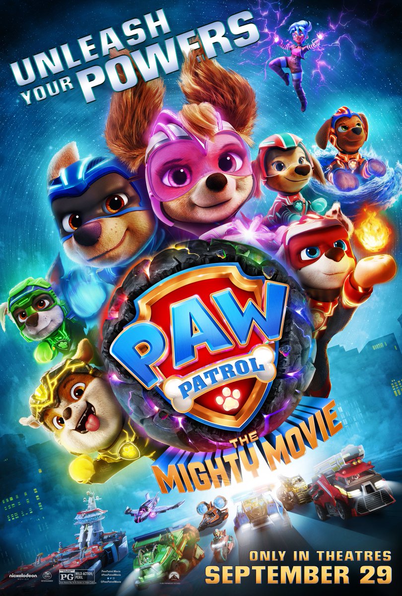 PAWPatrolMovie's tweet photo. With great power comes great PAWsibility. Experience PAW Patrol: The Mighty Movie only in theatres September 29. #PAWPatrolMovie https://t.co/MIIqXaUCxG