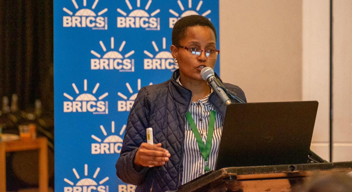 dstigovza's tweet photo. Ms Nangamso Mtsatse, CEO of Funda Wande and Dr Mary-Jane Bopape, MD of the South African Environmental Observation Network presenting on BRICS Thematic Areas: 
Climate change and environmental sustainability,The future of education, mindset and skill set The future of society. https://t.co/VQtdeqGS1b