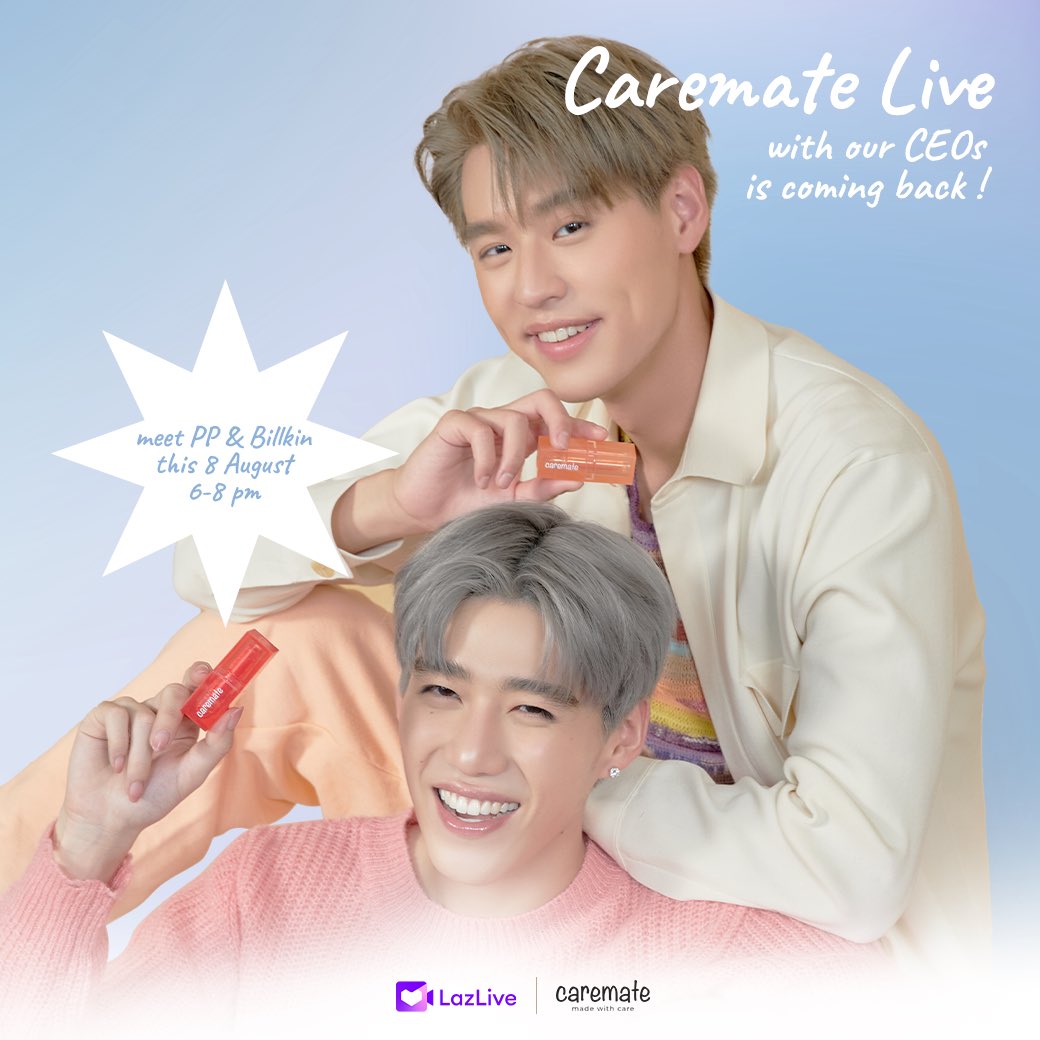 Caremate Live with our CEOs is coming back 💖

เตรียมพบกับ Live ที่ทุกคนรอคอย
กับสองหนุ่ม CEO พีพี-บิวกิ้น
ในวันที่ 8 สิงหาคมนี้ เวลา 18.00-20.00
ทาง Lazada 
s.lazada.co.th/s.9PyP2

#Caremate
#MadeWithCare
