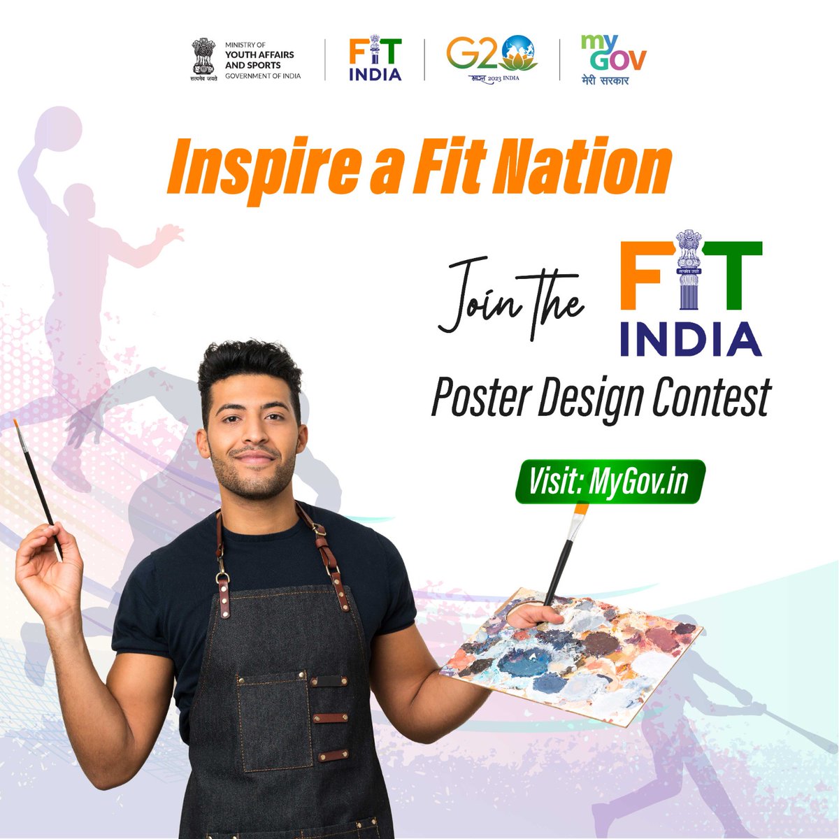 MygovTelugu's tweet photo. https://t.co/PeWbppDEPe లో #FitIndia కోసం #PosterDesignContest లో పాల్గొనండి మరియు ఫిట్ మరియు యాక్టివ్ ఇండియాను ప్రోత్సహించే పోస్టర్ను రూపొందించండి
#MyGov #NewIndia
@FitIndiaOff @chvijay24 @IndiaSports @DDSaptagirivja @PIBHyderabad @pibvijayawada @AirHyderabad @airnews_vja https://t.co/RrG4pk45dz