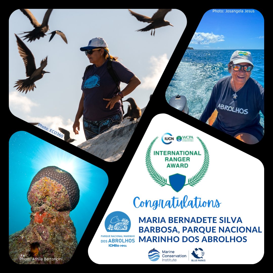 Congratulations to Maria Bernadete Silva Barbosa, a marine ranger from #BlueParks Abrolhos Marine National Park, who earned an IUCN WCPA International Ranger Award for inspirational service to marine protected area management! @savingoceans @TubbatahaLive @IUCN_WCPA @ursa4rangers