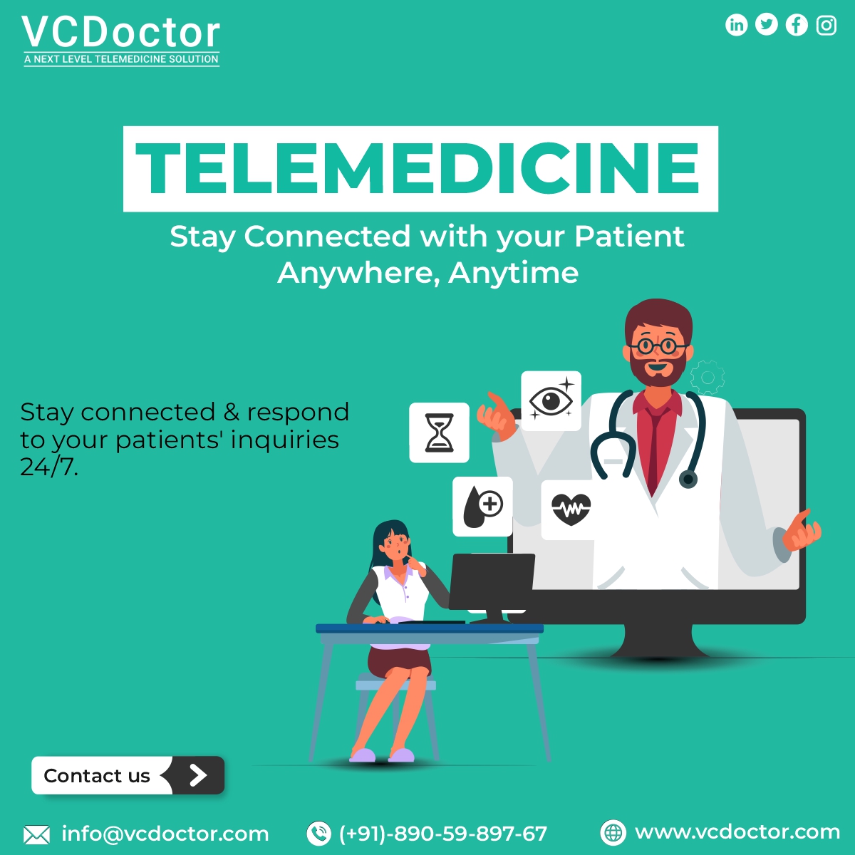 vc_doctor's tweet photo. Stay connected with your health anytime, anywhere! Get expert medical advice from the comfort of your home. Stay safe, stay healthy!
https://t.co/Q5qYlmu3Ea
#VCDoctor #telemedicine #telemedicineplatforms #telemedicinesoftware #telemedicineservices #telemedicinesolutions https://t.co/Z7IrStesDd