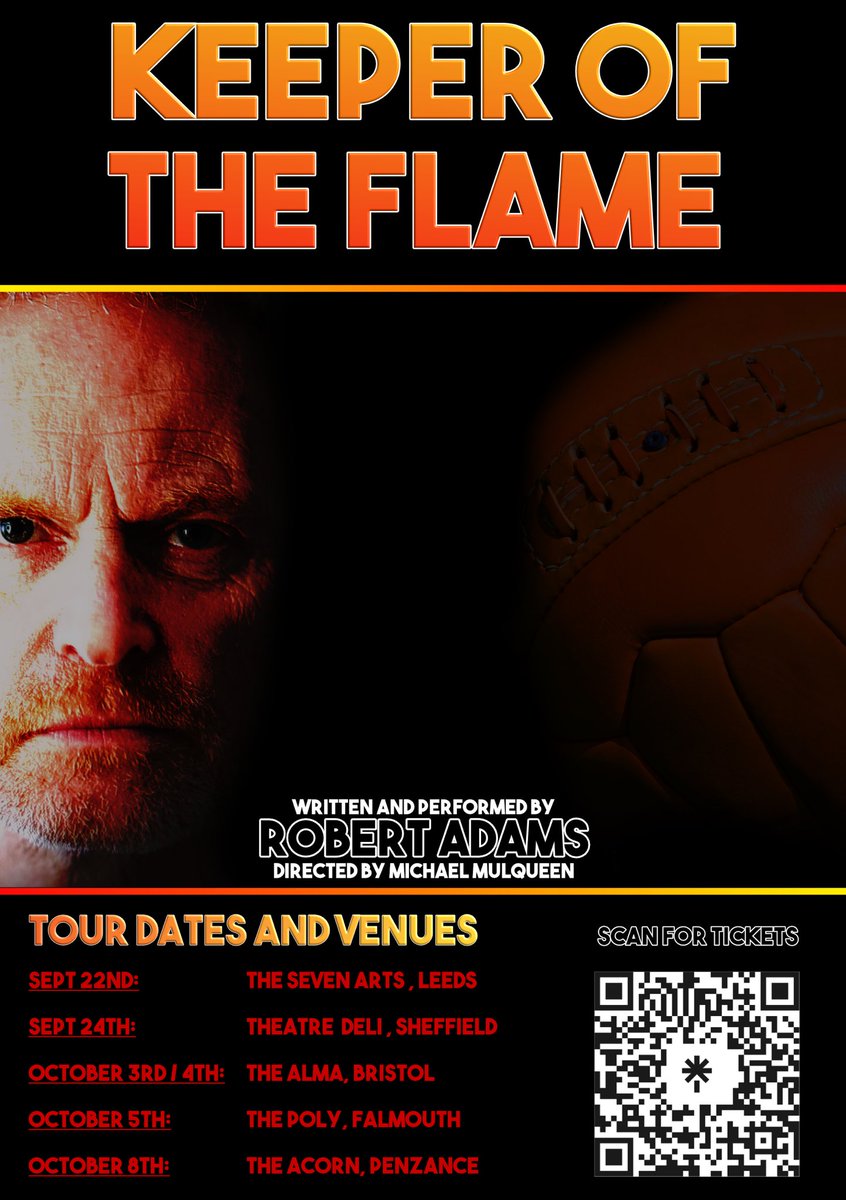 “Keeper of the Flame” hitting the road in the Autumn. A tall tale of an international goalkeeper fighting Fascism and falling for a Fenian ! ⁦<a href="/Seven_Arts/">Seven</a>⁩ ⁦<a href="/theatredelishef/">Theatre Deli Sheffield</a>⁩ ⁦<a href="/AlmaBristol/">Alma Tavern &Theatre</a>⁩ ⁦<a href="/PolyFalmouth/">Poly Falmouth</a>⁩ ⁦<a href="/AcornPZ/">The Acorn</a>⁩ … see you there folks 👍🏼