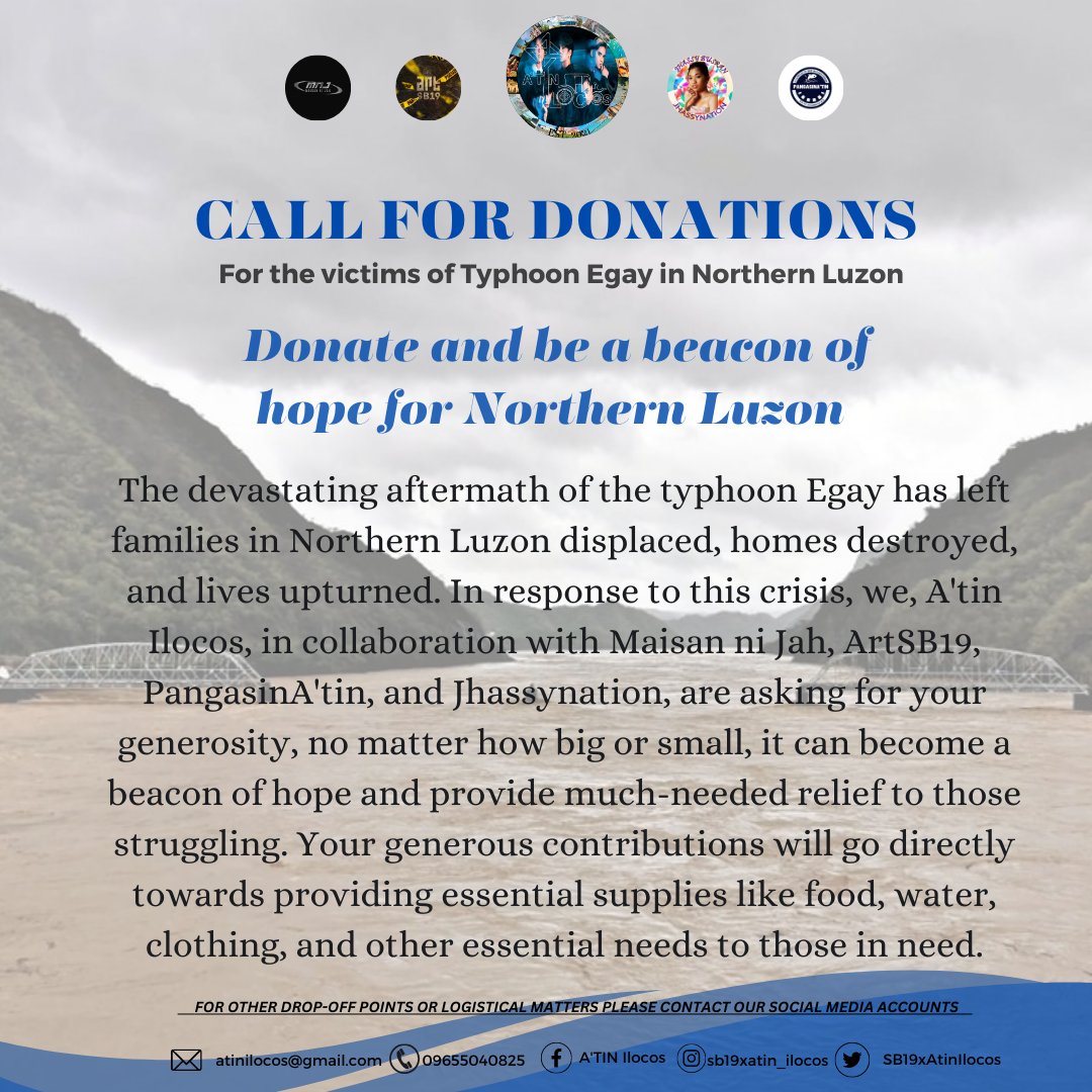 AtinIlocos's tweet photo. Donate and be a beacon of hope for Northern Luzon ๐ค
#ATINIlocos #ATINHelp #ATIN #SB19 #EgayPH https://t.co/uQS35WukE6