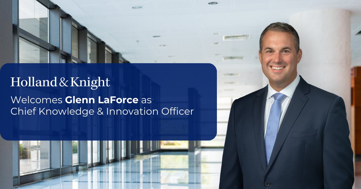 Excited to welcome Glenn LaForce to the firm as our first Chief Knowledge &amp; Innovation Officer! With 20+ years of strategic leadership experience, Glenn will focus on the development, implementation and oversight of firmwide data and knowledge management strategies. Read more: