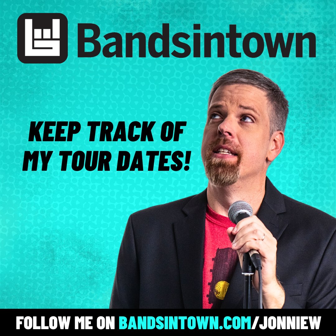 JonnieWComedy's tweet photo. Am I coming to a town near you? You can check my website, of course, but you can also follow me on Bandsintown. https://t.co/Mb9tAyPs0W
#jonniew #jonniewcomedy #standupcomedy #comedian #bandsintown https://t.co/am8H8SXmGk