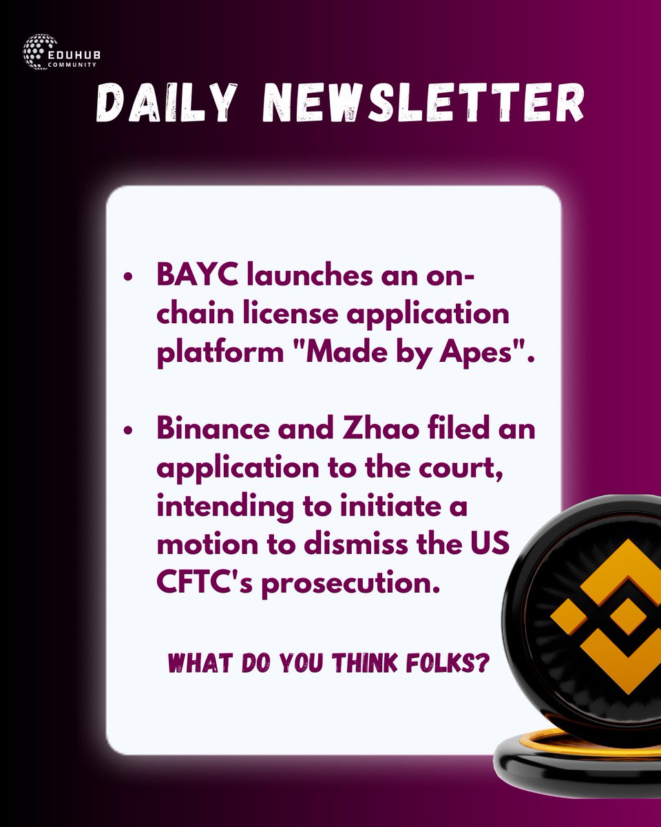 CommunityEduhub's tweet photo. π° Daily Newsletter Alert! π¬ Stay informed with the latest #CryptoNews, #Web3 trends, and #Blockchain insights from EduHub! π‘π Ride the digital wave with us! π
#CryptocurrencyInsights #BlockchainTechnology #DigitalRevolution #EduHubUpdates #KnowledgeIsPower #CryptoCommunity https://t.co/wOqvwVj8vT