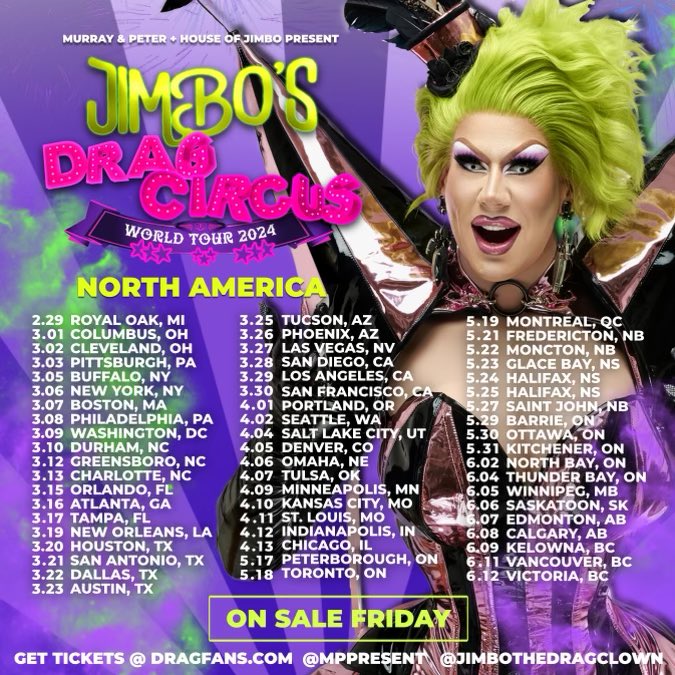 I’m doing my first big Solo Tour! Tickets are selling fast! Thank you everyone!! I can’t wait to run away with the circus! dragfans.com