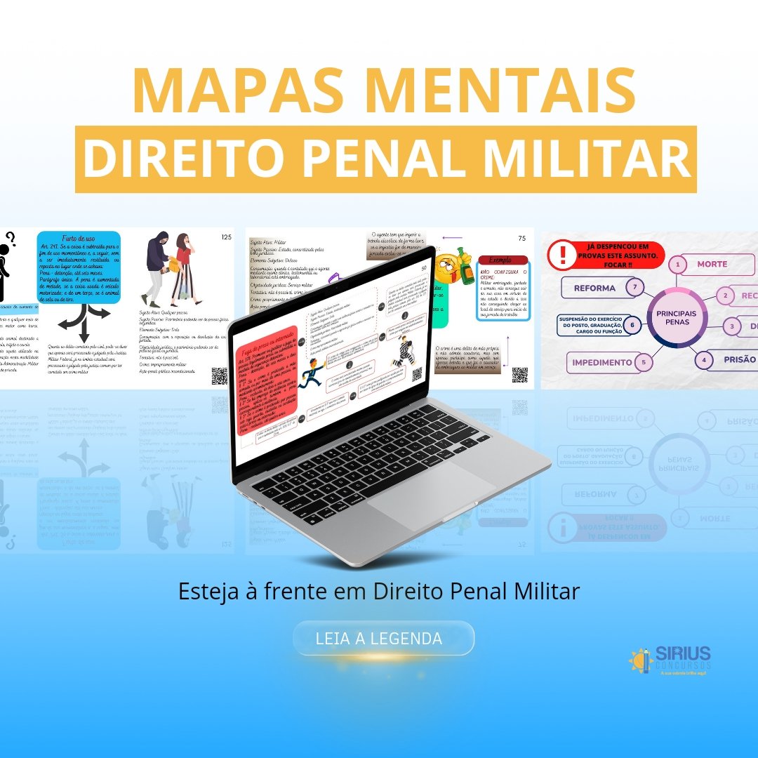 SiriusConcursos's tweet photo. Segundou com mapas mentais de direito militar para concurso ou carreira jurídica
Parte Geral-213 mapas,Parte Especial - 255 mapas,Parte Geral e Especial - 468 mapas.
Bônus:
E-book 80 questões e Grupo de DPM.
Investimento
Parte Geral ou Especial-49,90,Parte Geral e Especial-99,90 https://t.co/xDdp0R2vVF