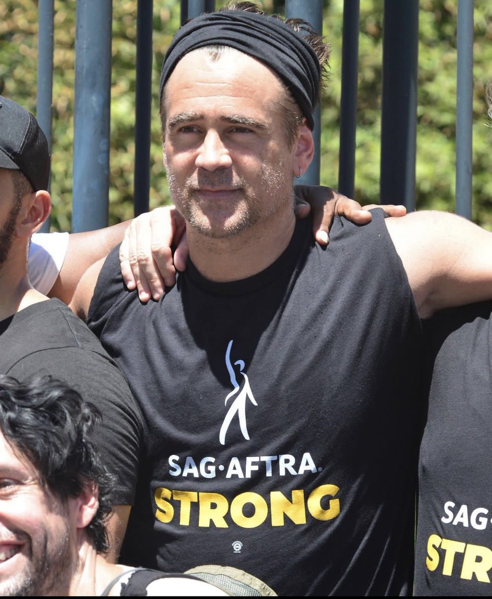 ColinFarrell_PR's tweet photo. Thank you to #sagaftramembers Shea Whigham ,Tory Kittles and everyone for your passion on the #SAGAFTRAstrike and #WGAstrike picket lines.
We are united. #SAGAFTRAstrong #WAstrong" https://t.co/NGlGnzeuql
