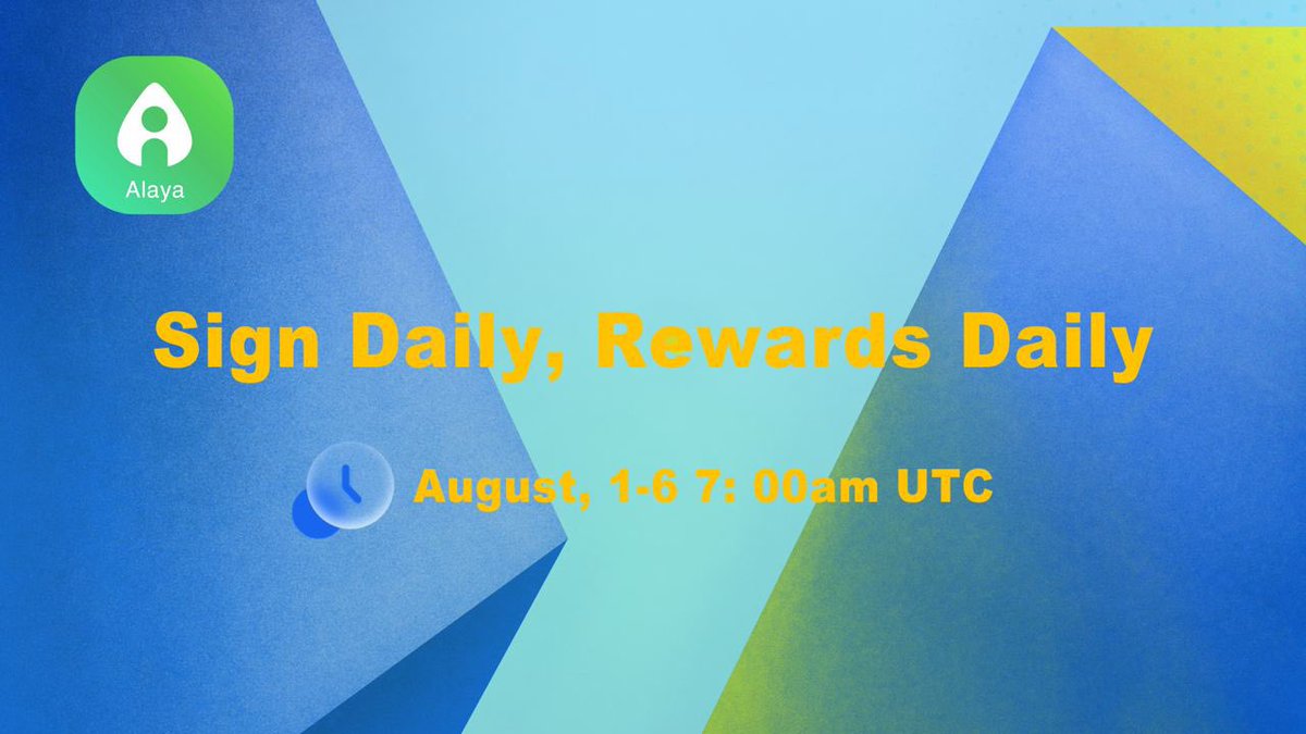 Alaya_AI's tweet photo. sign daily, rewards daily
⏰ August, 1-6 7: 00am UTC

1️⃣Follow @Alaya_AI 
2️⃣RT+@ 3 Firends
3️⃣Join https://t.co/Nz97SrXjl2

Participation keywords:I registered Alaya, bound my wallet, and completed the daily sign.

🎁 ALAYA NFT for 10 lucky winners! https://t.co/61SvaM7fu8