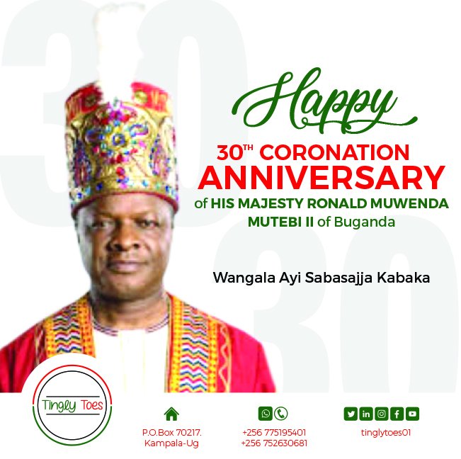 lugaaya's tweet photo. #Rise and shine 💛🇺🇬 
we congratulate His Majesty Kabaka Ronald Muwenda Mutebi II and the people of Buganda on the 30th Coronation Anniversary!
#celebration #30thCoronation #Buganda Kingdom #Anniversary https://t.co/yAtkN7LndS