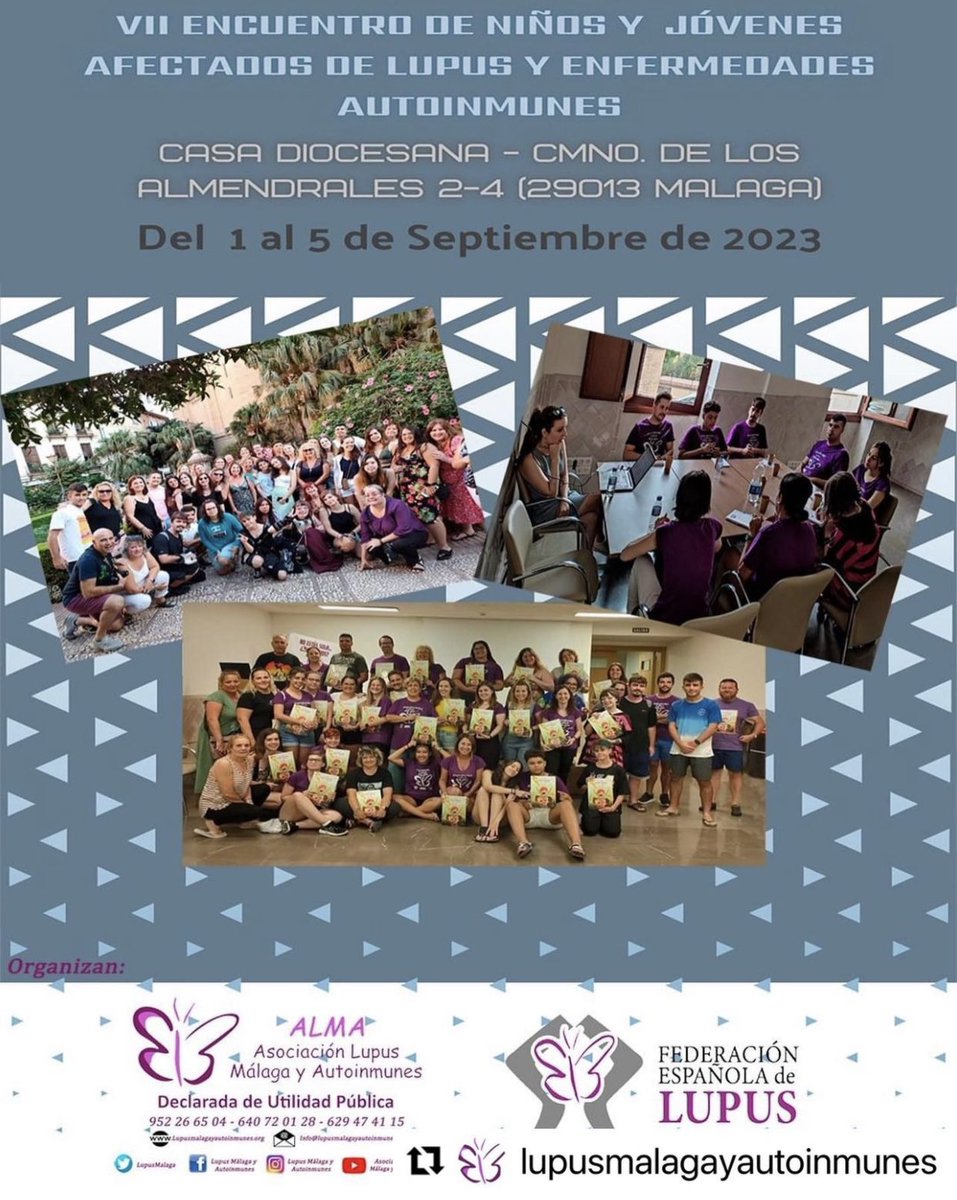 Felupus's tweet image. 🚨ENCUENTRO DE NIÑOS y JÓVENES CON LUPUS Y/O ENFERMEDADES AUTOINMUNES
Edad: hasta 30 años 
Información: @LupusMalaga 
Telf: 952 26 65 04 – 640 720 128
Email: info@lupusmalagayautoinmunes.org
Web: lupusmalagayautoinmunes.org

Sabes la Magia que se vive en estos Encuentros? COMPRUÉBALA