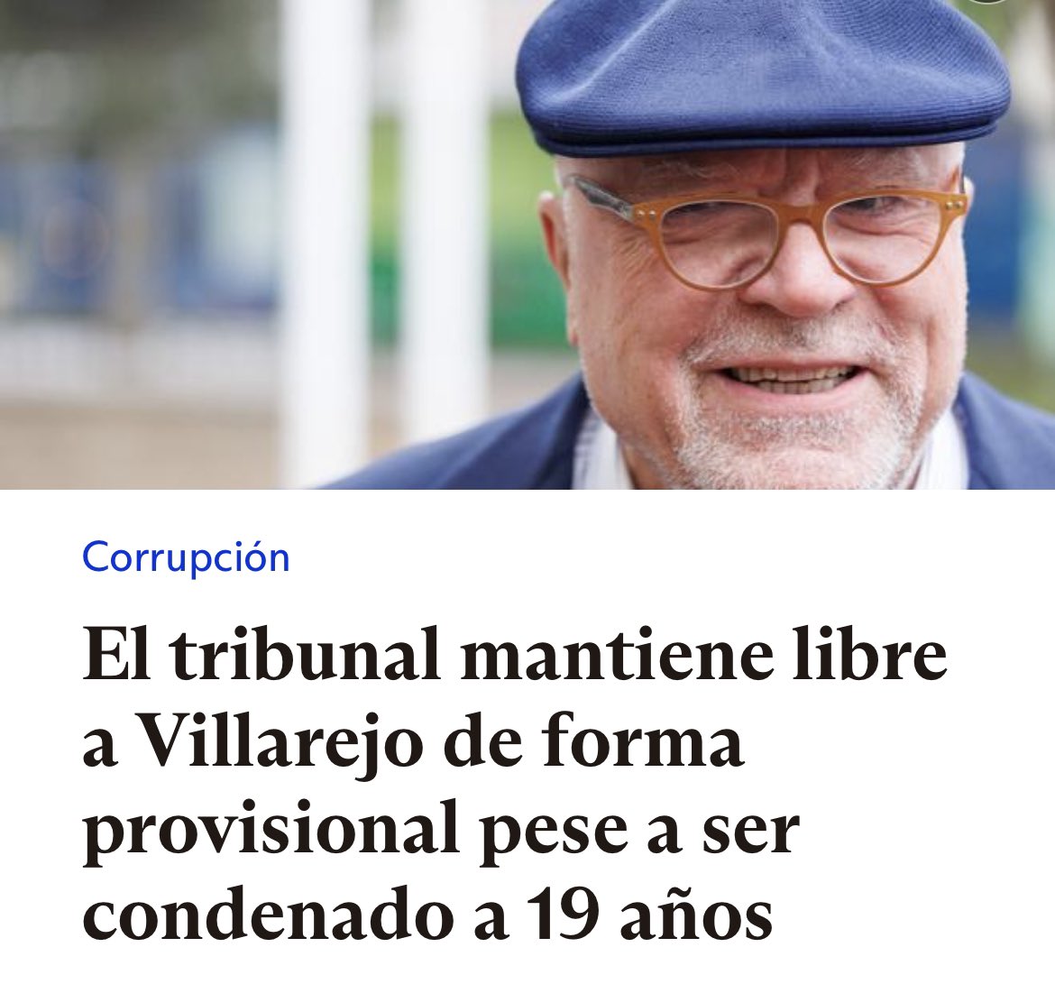 “La Audiencia Nacional decide mantener libre a Villarejo de forma provisional, pese a ser condenado a 19 años de cárcel” epe.es/es/politica/20…