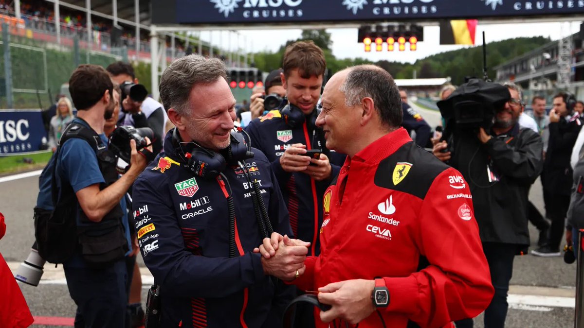 redbulletin's tweet photo. 🗣️|🇧🇪 Vasseur: Max Verstappen is not "damaging" F1 by dominating 

"It is not that Max is damaging [F1], Max is doing a fantastic job and it is just that we have to do better. We can't complain about Max or Red Bull."

"It is quite impossible to split between driver and team [who brings more performance]."

"The driver is also developing and setting the car up and that is part of the performance."

#F1 #BelgianGP