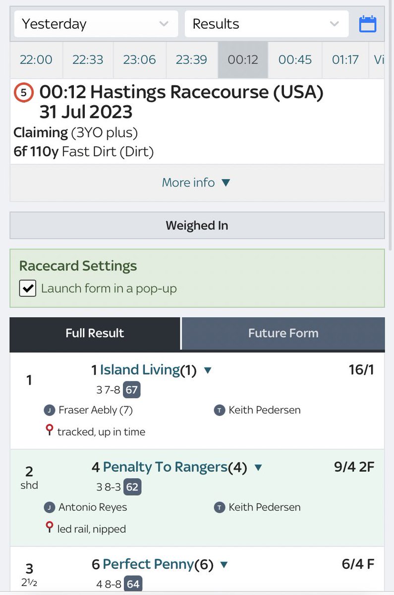 SpecksRSC's tweet image. A horse called Penalty To Rangers in the US finished second last night 😂😂