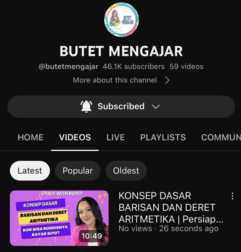butetmengajar's tweet image. Hola pejuang PTN 2024 👋
Seperti tahun2 sebelumnya aku akan mendampingi kalian utk persiapan masuk PTN khususnya SNBT, yeayy 🥳
Aku barusan upload video konsep dasar Barisan &amp;amp; Deret di youtube aku. Semoga videonya bs menjawab pertanyaan kalian ttg “cara belajar Math tuh gmn sih?”