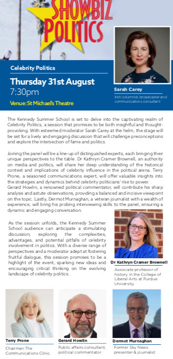 Our opening evening on Thur, Aug 31 is set to be a hugely interesting. Official opening by Her Excellency Nancy Smyth, the Canadian Ambassador to Ireland. A deep dive into the captivating realm of Celebrity Politics & a fireside chat with Martin O’Neill. stmichaelsnewross.ticketsolve.com/ticketbooth/sh…