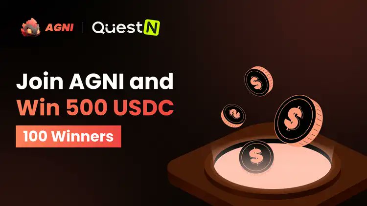 AGNI Finance |Live on Mantle (@agnidex) on Twitter photo 🚀To commemorate the #AGNI launched on <a href="/0xMantle/">Mantle Network</a> , we're running an exciting campaign!
💰 Join now and complete a couple of simple tasks for a chance to win from the pool of 500 $USDC!
🌟Be part of the celebration!
Join here 👉 app.questn.com/quest/80019615…
#Airdrop #Web3 #DeFi 🚀To commemorate the #AGNI launched on <a href="/0xMantle/">Mantle Network</a> , we're running an exciting campaign!
💰 Join now and complete a couple of simple tasks for a chance to win from the pool of 500 $USDC!
🌟Be part of the celebration!
Join here 👉 app.questn.com/quest/80019615…
#Airdrop #Web3 #DeFi
