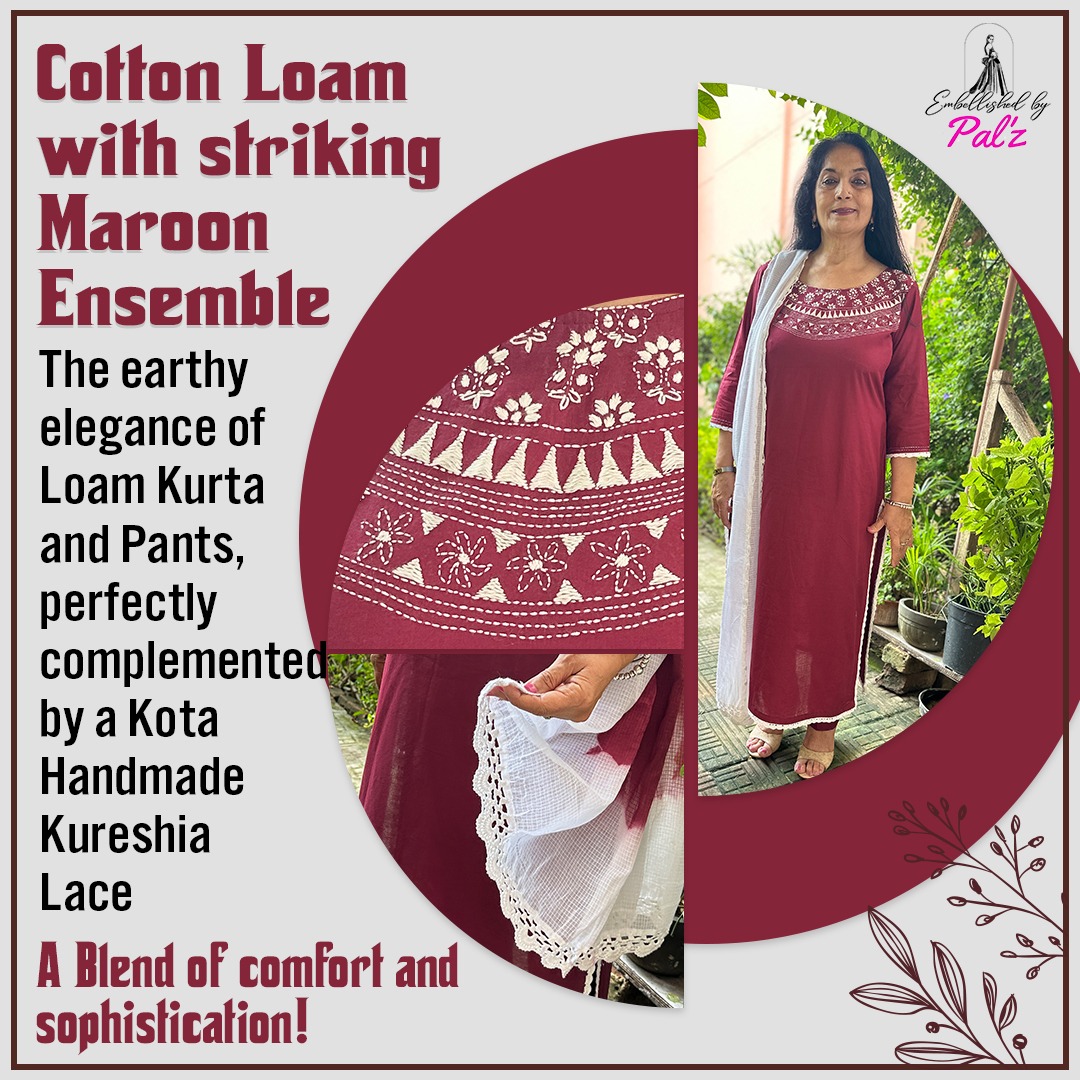 🌺 Embrace Elegance in Maroon 🍂👗 Elevate your style with the stunning Cotton Loam Maroon Suit from Embellished by Palz.
.
Sizes M to 4XL. 
.
Price: 2,600/-
 
#MaroonElegance #CottonLoamSuit #FashionFinesse #embroidery #handmade #handmadewithlove #boutique #FashionBoutique