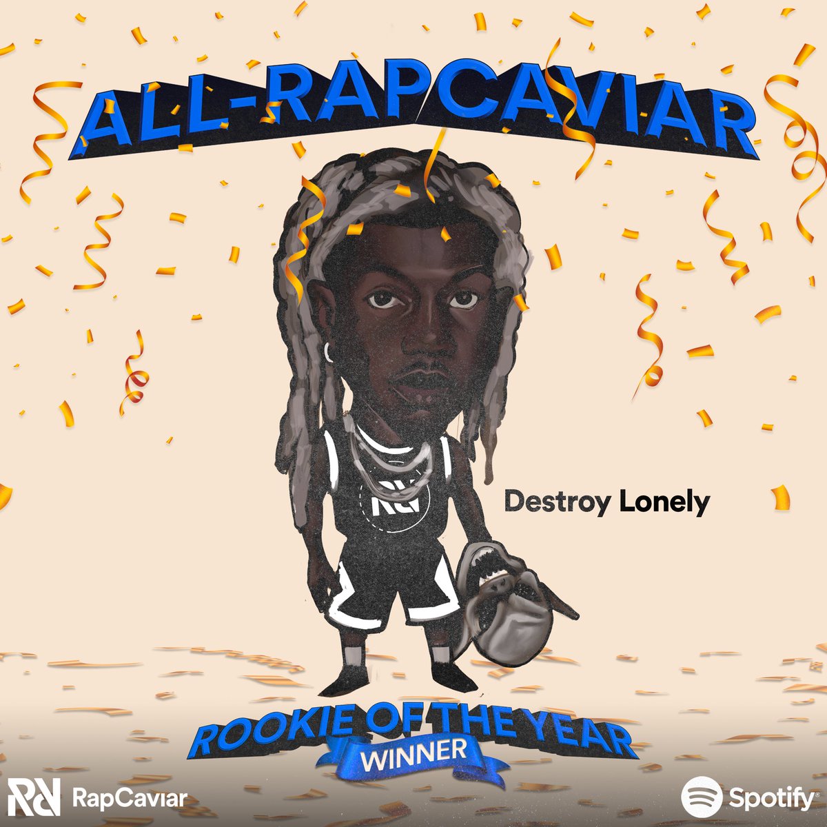 The votes are in and Destroy Lonely is our 2023 #AllRapCaviar Rookie of the Year! 🏆