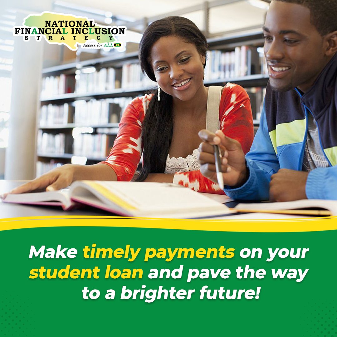 CentralBankJA's tweet photo. Make timely payments on your student loan and pave the way to a brighter future!
So if you have a student loan, make sure you make timely payments. #NFISexplained https://t.co/oyBVCZ9SON