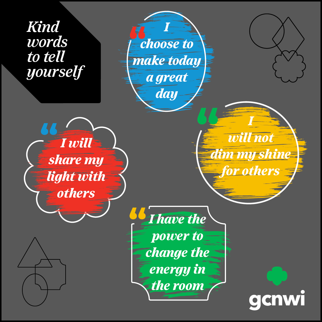 Your uniqueness is a gift to the world. Celebrate yourself with kind words and embrace the incredible person you are. 💚 

#GCNWI #GirlScouts #SpeakKindly #KindWords #SelfCompassion