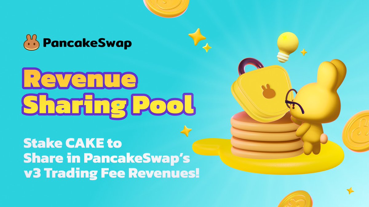 PancakeSwap's tweet image. 🥞Introducing Revenue Sharing Pool: Earn real yield from PancakeSwap’s v3 Trading Fee Revenues!

🌎Fixed-Term CAKE stakers now get to share in the growth and success of PancakeSwap directly. 

blog.pancakeswap.finance/articles/intro…