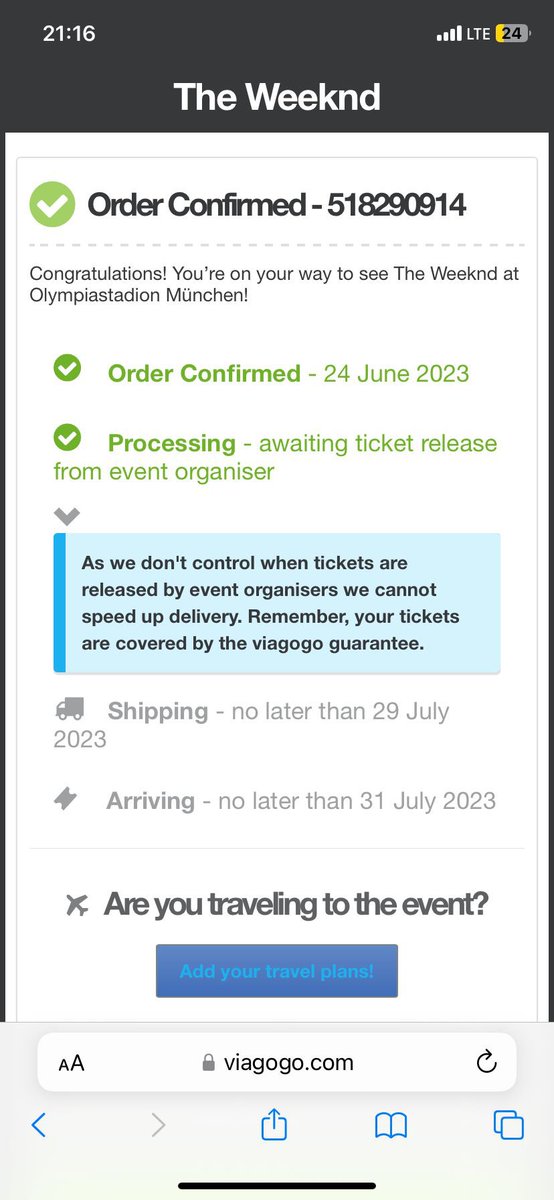 kertemkert's tweet image. @theweeknd @viagogo @ups 
Big disappointment. You couldn’t mannage to deliver in time  a ticket that I paid on 24th of June for Theweeknd concert in Munich Germany 4th of August. 
What kind of exuse is that the address is correct but the name wasn’t written on the door bell ?