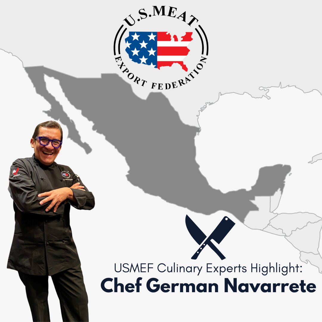 USMEF's tweet photo. Based in Mexico, Chef Navarrete conducts numerous seminars & workshops in a range of export markets showcasing the attributes of U.S. red meats & showing applications for underutilized cuts in popular cultural dishes in the region.
#USMEF #BeefCheckoff #PorkCheckoff #LambCheckoff https://t.co/TofRbdZhU8