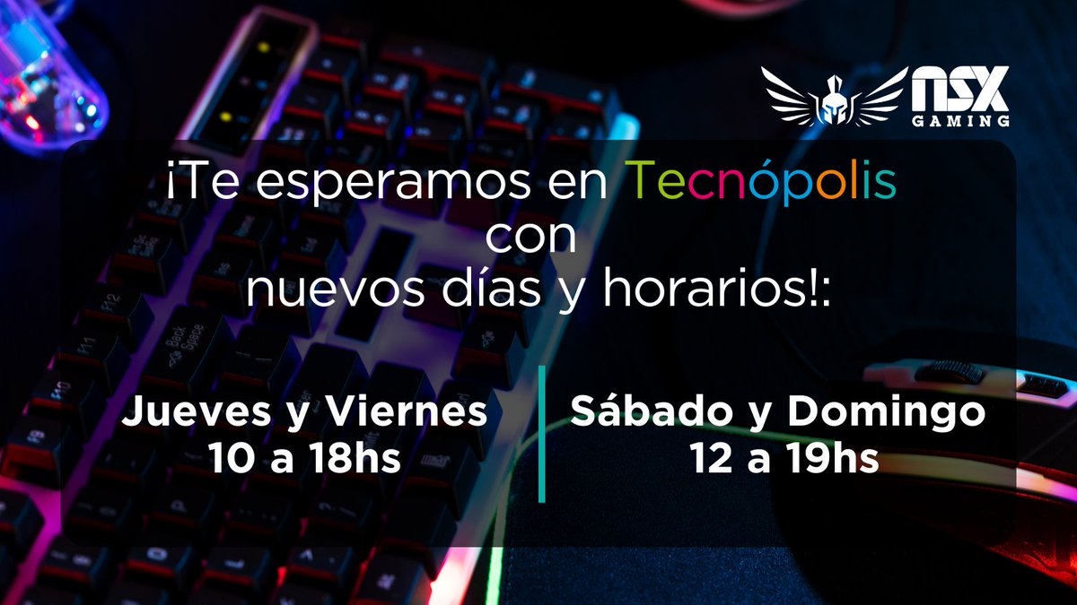 nsxcomputers's tweet photo. 📢Terminaron las vacaciones de invierno, pero NO la diversión🤩

¡Los esperamos con nuevos días y horarios en @TecnopolisArg junto a @devaesportsarg!
Recuerden que estamos durante todo agosto🤯 https://t.co/SLaPL5OhHM