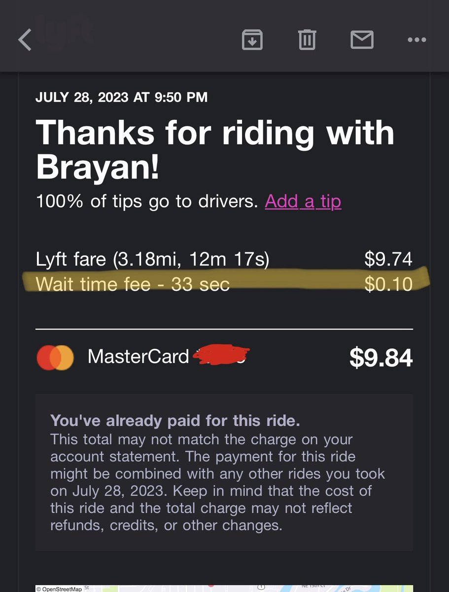 niickrizzo's tweet photo. @lyft so we’re charging me ten cents because my driver waited 33 seconds for me to get to his car?? You are absolutely pathetic 😂😂 https://t.co/TUK0SUgDmA