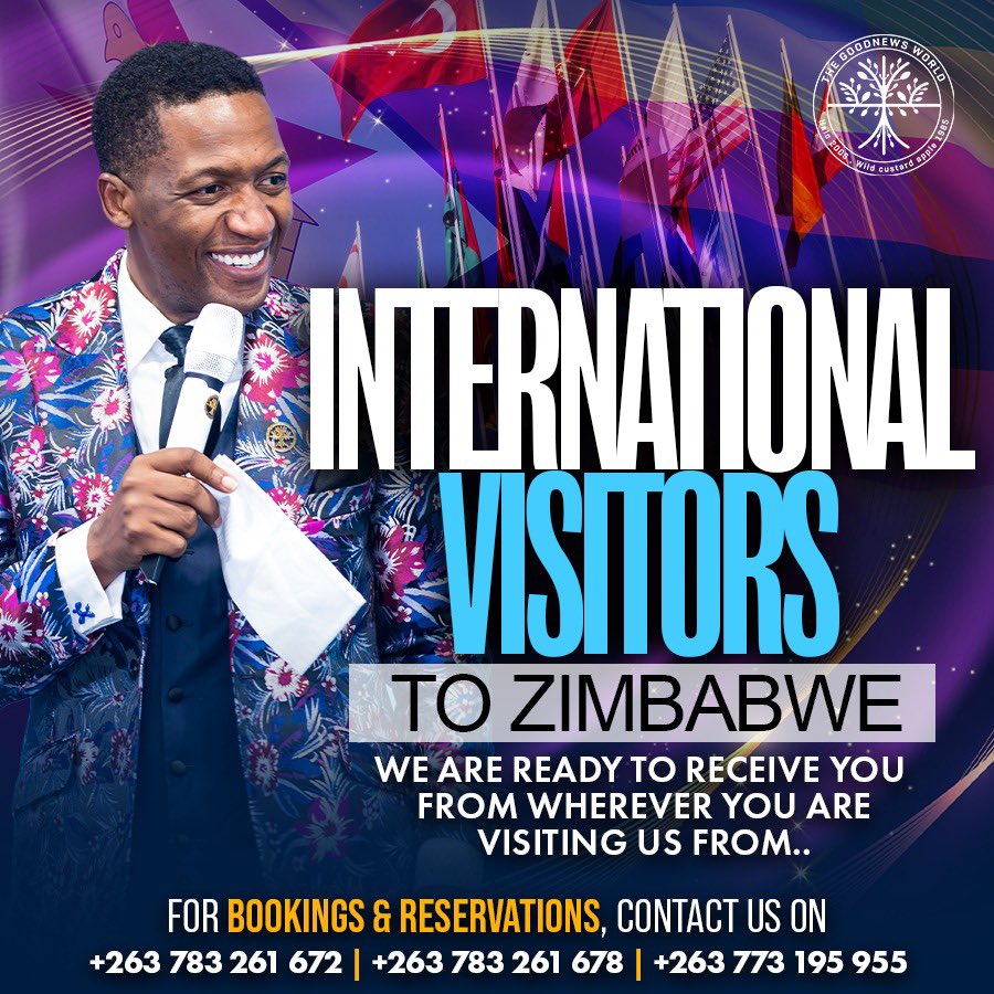 GoodNews to you🙏

If you are planning to travel to Zimbabwe🇿🇼 for any of our upcoming programs… we are ready to receive you from wherever you will be visiting us from🙌

For Bookings &amp; Reservation, call us on☎️

+263 78 326 1672
+263 78 326 1678
+263 78 326 1669

#GoodNewsWorld