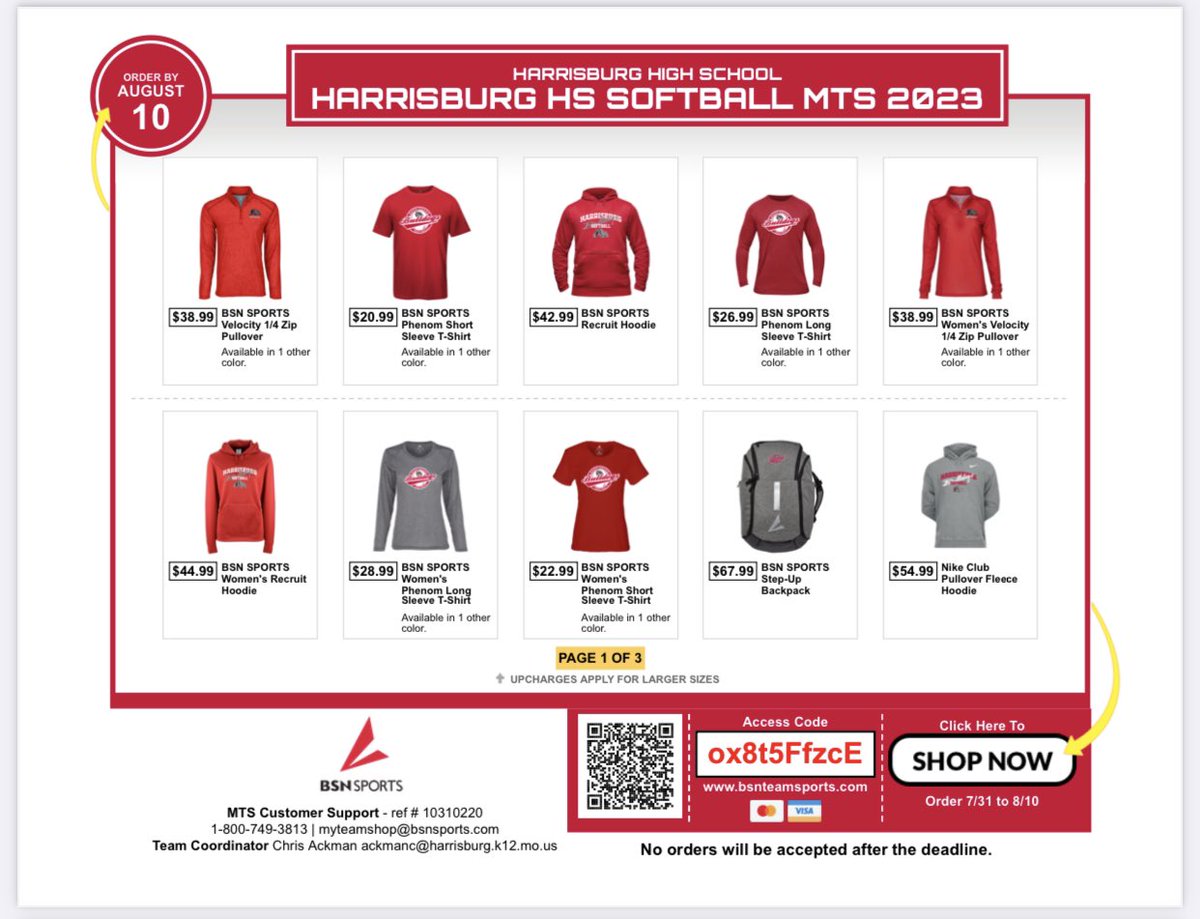 Harrisburgath's tweet photo. Check out the Harrisburg Bulldog softball team store by @BSNSPORTS!!  The store closes on August 10th. Get your gear &amp; support the softball team!!! @harrisburgr8 @HburgBoosters @TheSteveCombs @RRichardson44 @CoachAckman @tessialanae 

https://t.co/WA27VB4sTQ https://t.co/xqYGrFCLOX