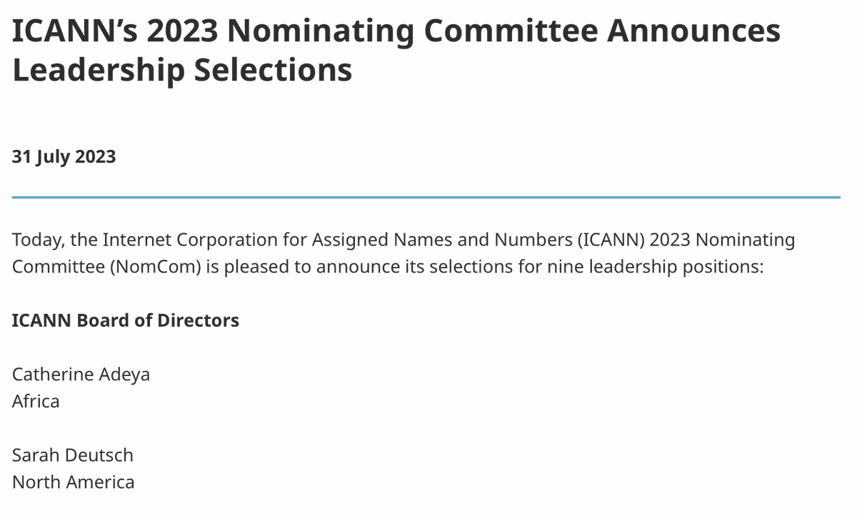 Congratulations to my friend and former colleague 
<a href="/CatherineNyaki/">Catherine Nyaki Adeya</a> on this great honour! I couldn’t think of a more deserving governance and ICT expert for this international role. So proud of you Nyaki ,
<a href="/ICANN/">ICANN</a> is lucky to have you on its board !!!