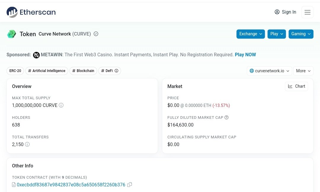 $CURVE has been updated on Etherscan, showing our correct Marketcap and all our social media links! 

Check it out here: etherscan.io/token/0xecbddf…

#CurveNetwork #CurveSwap #Blockchain $CURVE #L1Blockchain