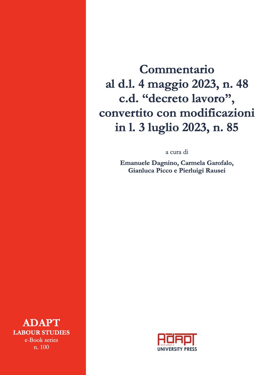 MicheTiraboschi's tweet photo. #OpenAccess il commentario @ADAPT_Press di prima lettura della riforma del lavoro: un contributo al dibattito scientifico e una attività di servizio a beneficio degli operatori pratici chiamati alla non semplice applicazione delle nuove disposizioni. 
Qui il volume: https://t.co/BIuYkdVUi7
