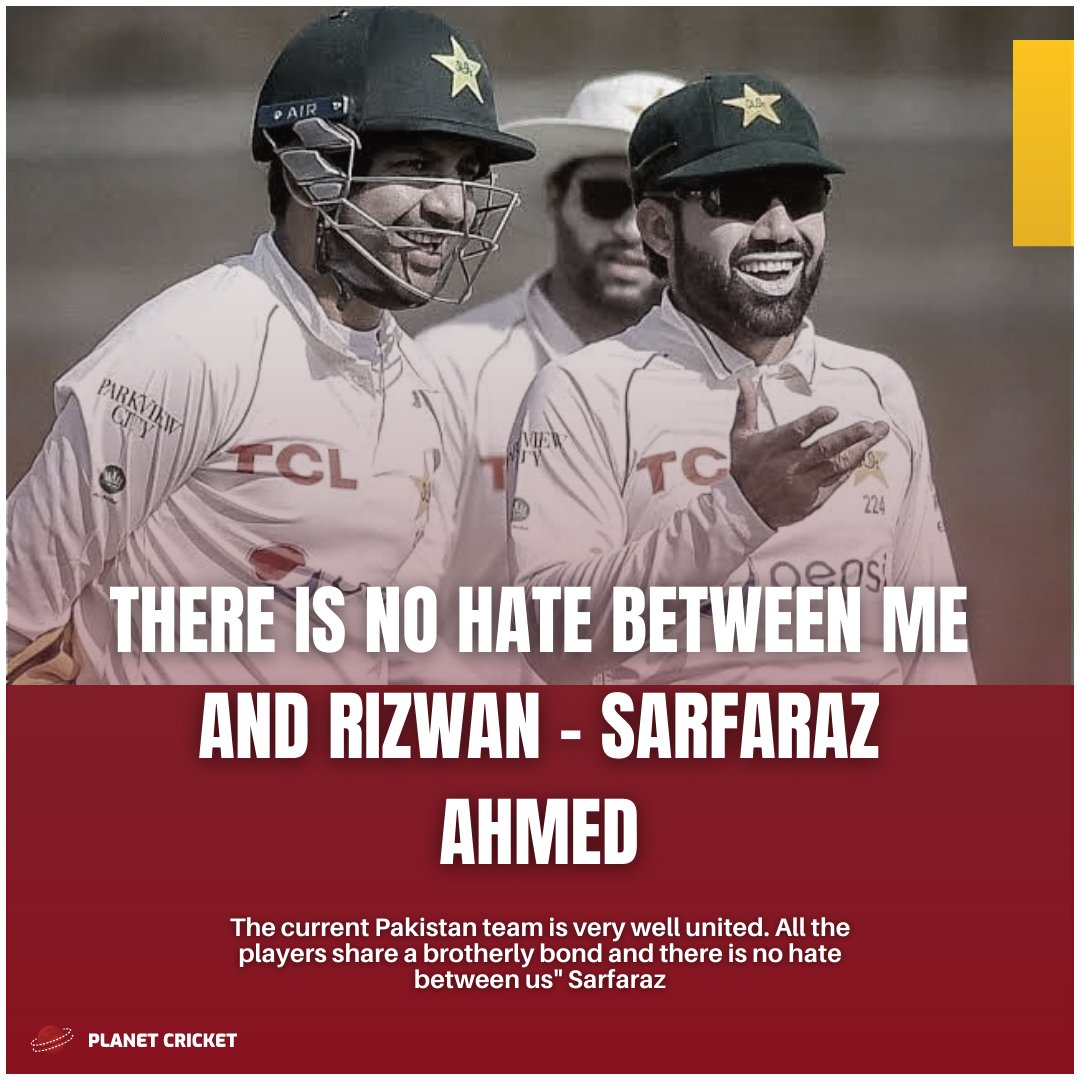 Tplanetcricket's tweet photo. There Is No #Hate Between Me and #Rizwan. the Hate Is Just from the People on #socialmedia. These People Have Nothing to Do in Their Life, Hence They Come to Social Media and Start Writing Unnecessary Things" - #SarfarazAhmed 

#Pakistan #TestCricket https://t.co/e413IdSUAp