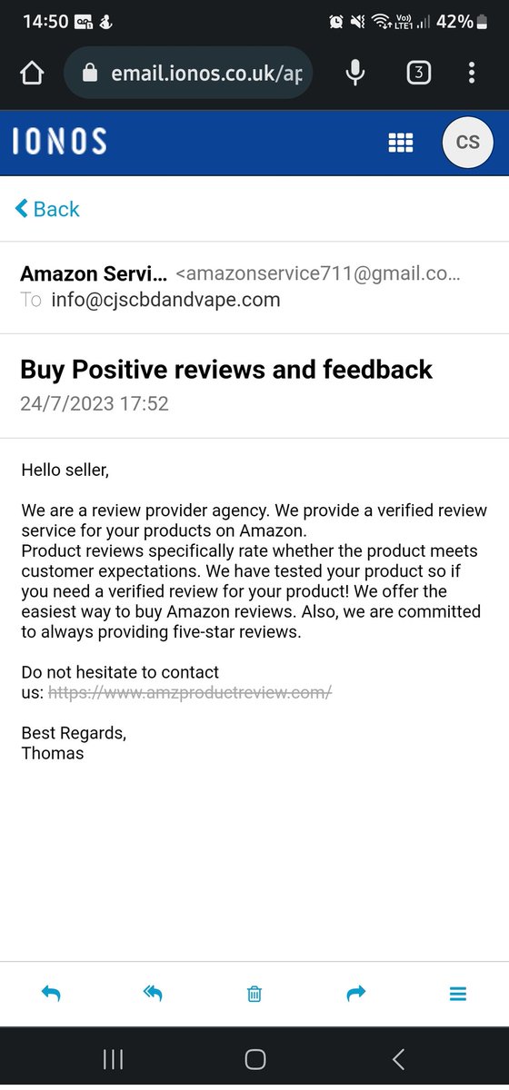 CjsCBD's tweet photo. This is why you can't trust Amazon reviews.

As a business were offered services like this weekly and our answer is always NO!

We learn from our feedback and it's how we know what we do well and areas to improve. https://t.co/OnAad9HASY
