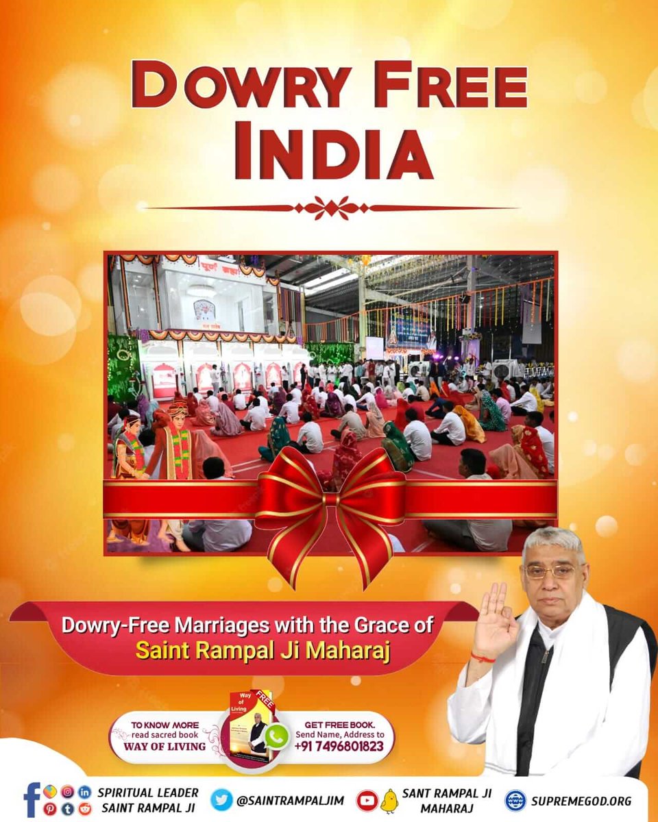MThakur27417705's tweet photo. #GodNightMonday
Saint Rampal Ji Maharaj Ji has taken the initiative to build a dowry free society. Ge ordered his disciples to do dowry-free marriages in 17 minutes with Guruvani (Ramaini).
Visit Satlok Ashram Youtube Channel for More Information
#mondaythoughts https://t.co/n8RSZ4wtJl