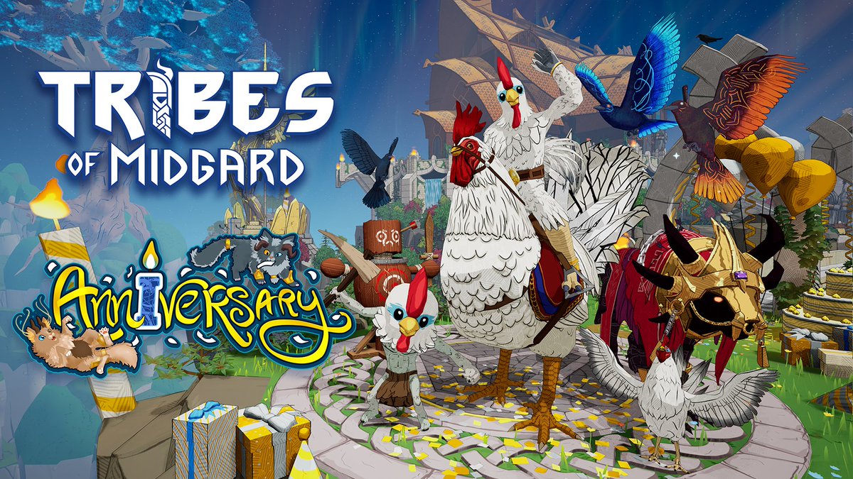 tribesofmidgard's tweet photo. Tribes of Midgard's 2nd Anniversary Update is now LIVE on all platforms! 🎉 

🛠️ Construction increase 
🍰 3 Festive Challenges
👊 New Training Dummy 
🐔 New Mounts &amp; Pets
✅ Steam Deck Verified 
✨ Many QoL improvements 
+ more!   

Read the notes: https://t.co/Fd6vkaFHHd https://t.co/Ay4dW96oYA