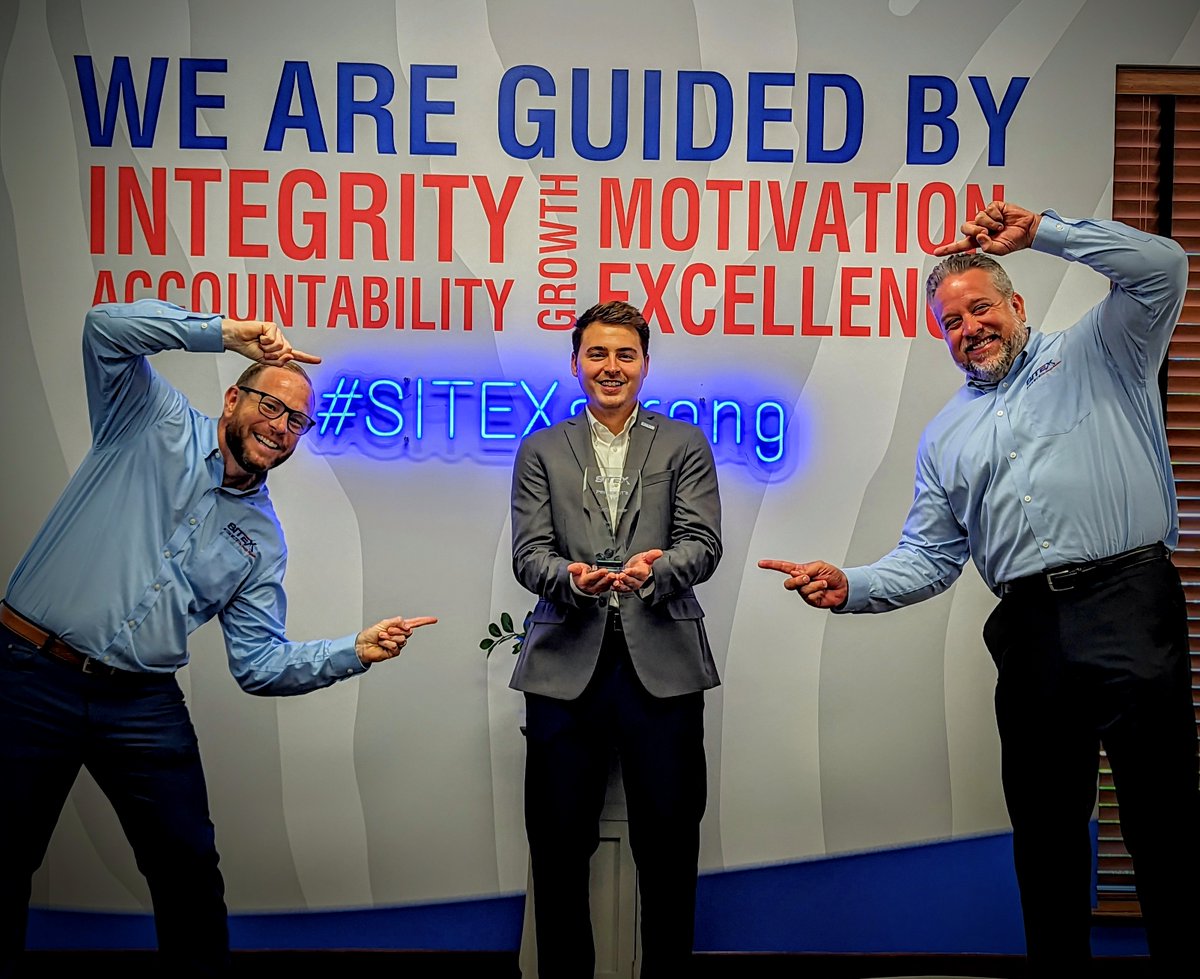 SITEXCorp's tweet photo. Join us in congratulating Justin Booker for achieving Q2 President's Club! 👏 Justin has been with us just over a year, and is an excellent cultural fit for our SITEX family. Keep up the great work, Justin! https://t.co/IxF2x8JCeo