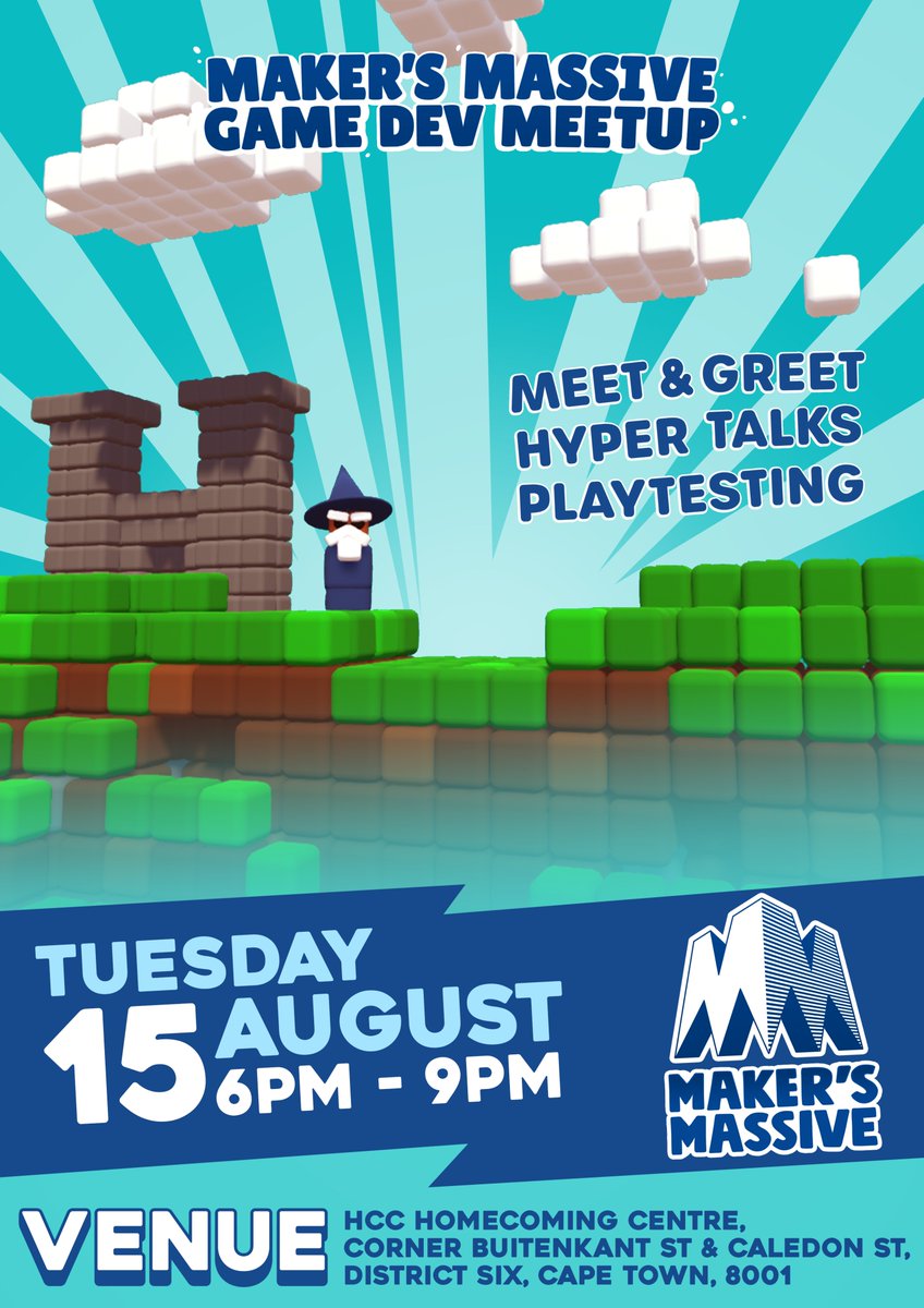 Our next monthly meet-up is happening on *15 August* in Cape Town! Come hang with us! 😄

if you're keen to do a 5 min (game dev related) talk, pitch your talk here : forms.gle/DJHBBMsdypV6PP…