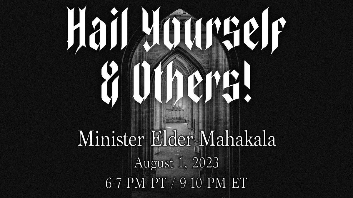 Join us for this weeks Temple Tuesday Service! Hail Yourself & Others! Led by Minister Elder Mahakala August 1st, 2023. Chat opens at 8pm est, service starts at 9pm est. thesatanictemple.tv/programs/tws01…